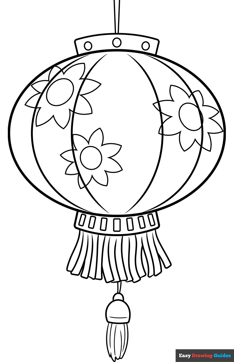 Chinese Lantern Coloring Page Easy Drawing Guides