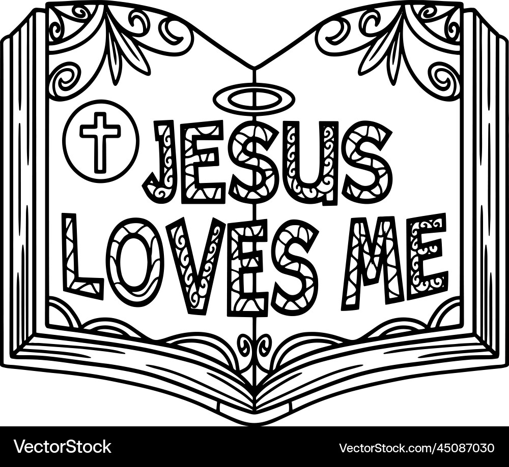 Christian Jesus Loves Me Isolated Coloring Page Vector Image Christian Jesus Loves Me Isolated Coloring Page Vector Image