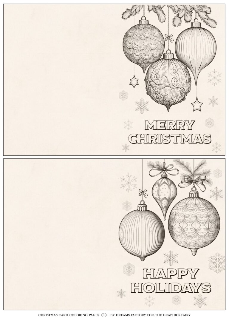 Christmas Card Coloring Pages The Graphics Fairy