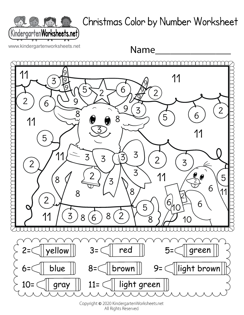Christmas Color By Number Worksheet Free Printable Digital PDF