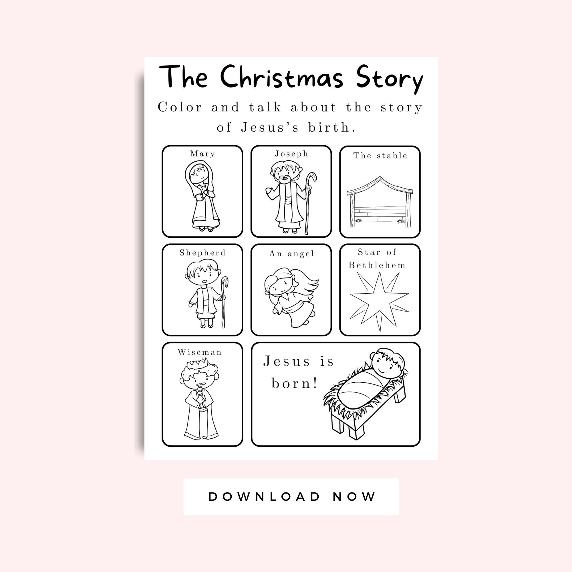 Christmas Nativity Coloring Sheets Christmas Story Coloring Activity Christian Christmas Preschool Printable Jesus Is Born Etsy