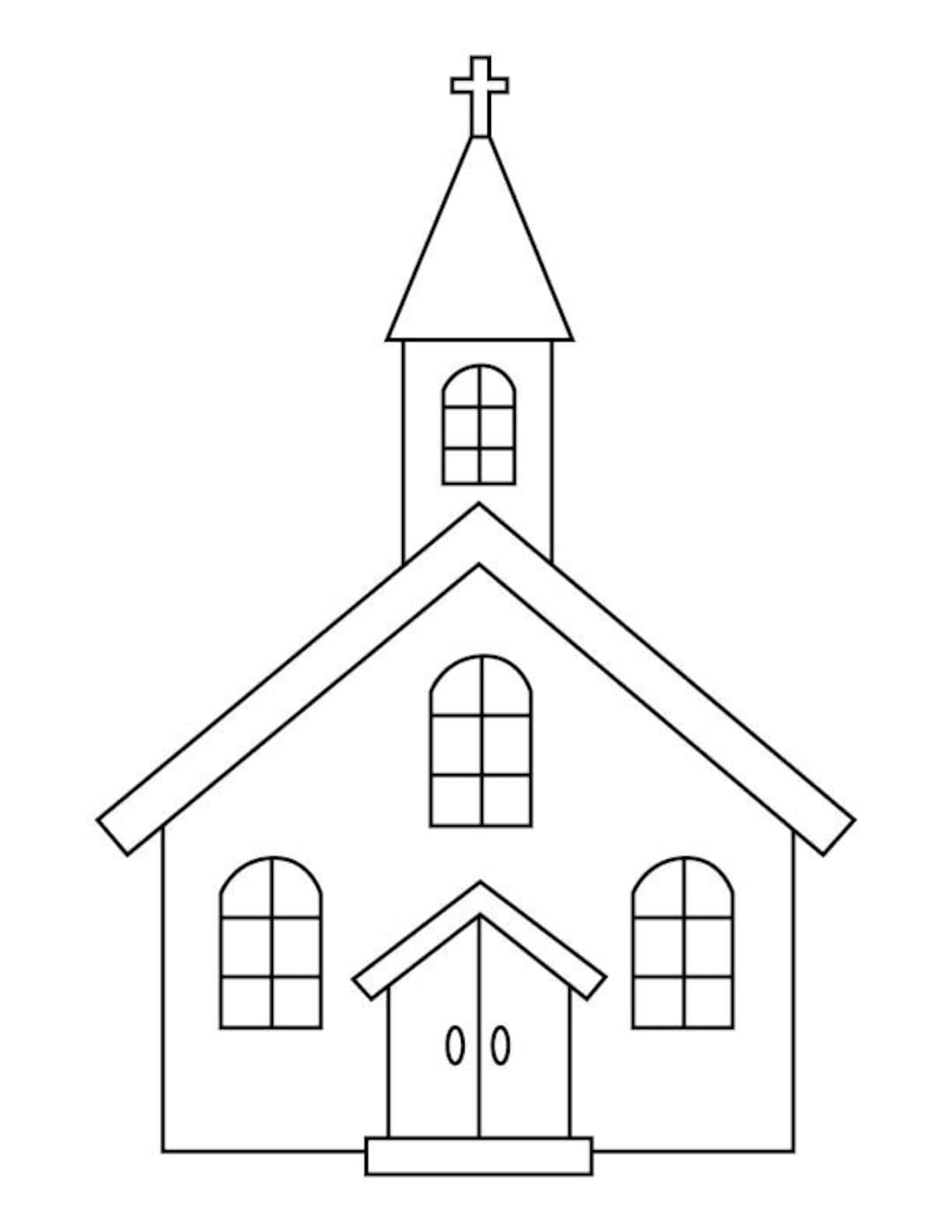 Church Coloring Page Etsy Church Coloring Page Etsy