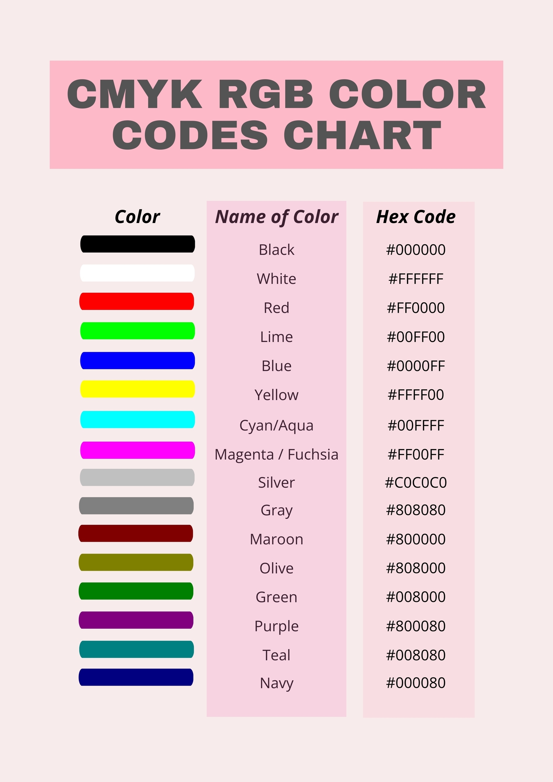 rgb color chart printable