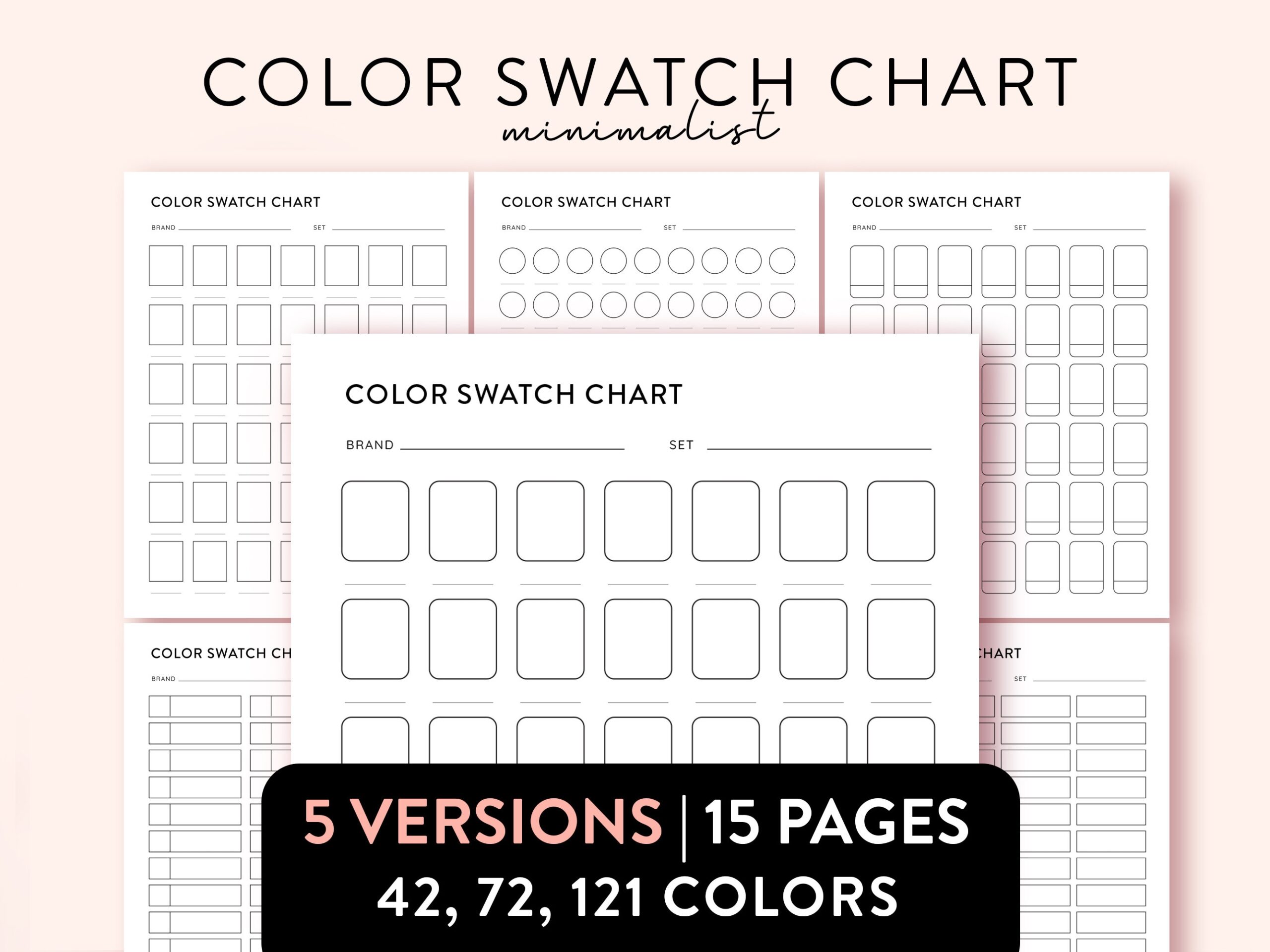 Color Swatch Chart Blank Color Chart Printable Color Swatch Template Page Color Swatch Chart Set Blank Colour Swatch Chart Sheet Template Etsy