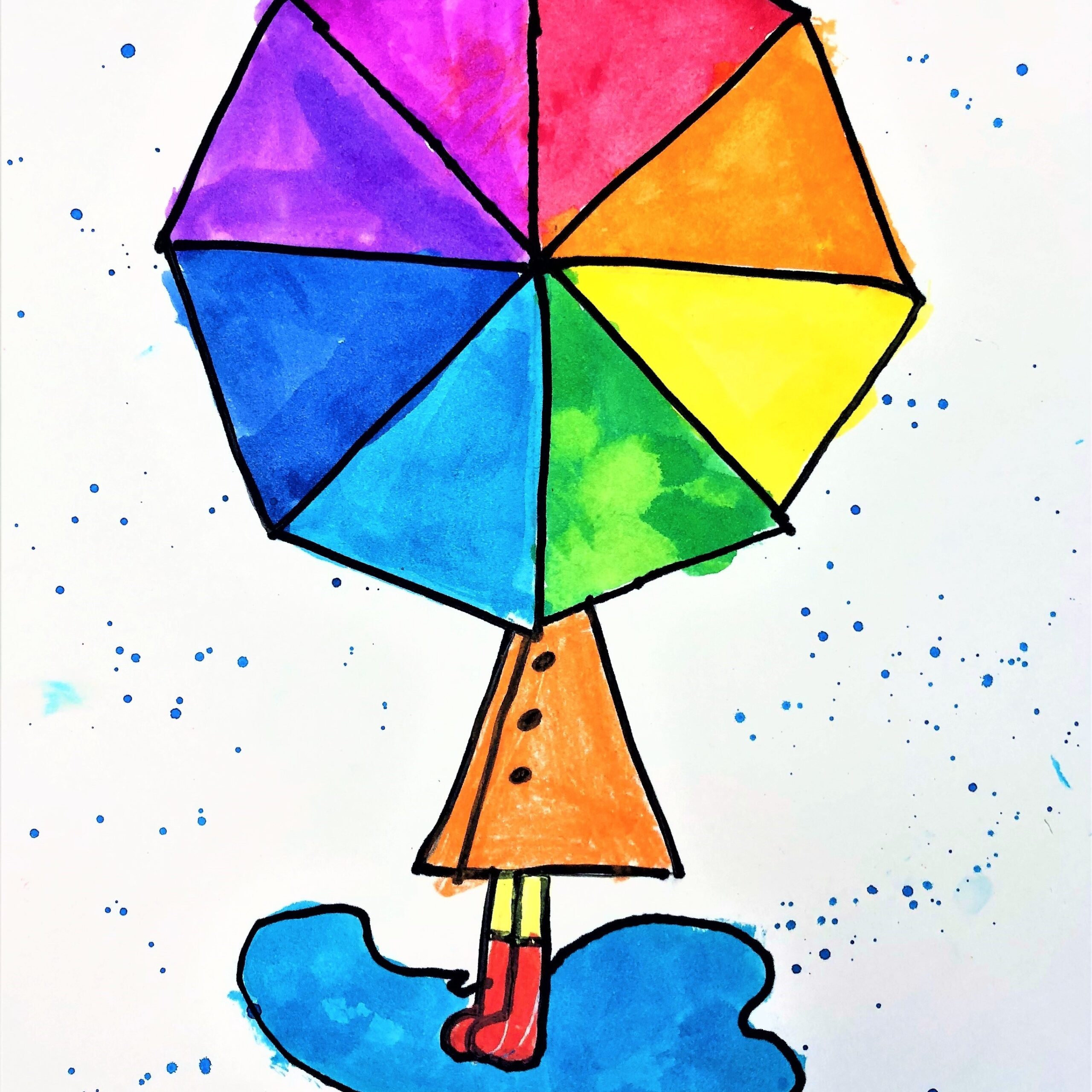 Color Wheel Umbrella Art Lesson For Kids Leah Newton Art