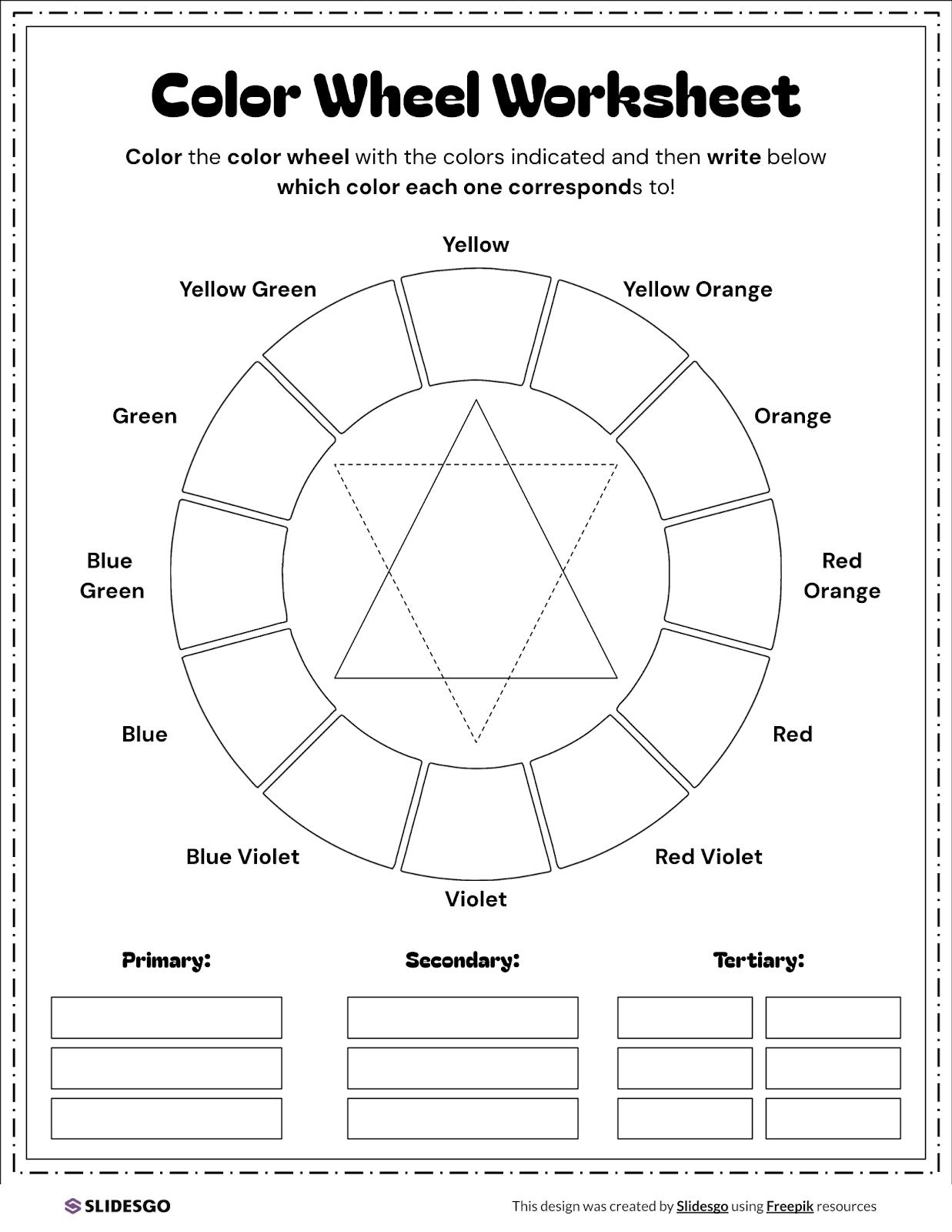 Color Wheel Worksheet Template