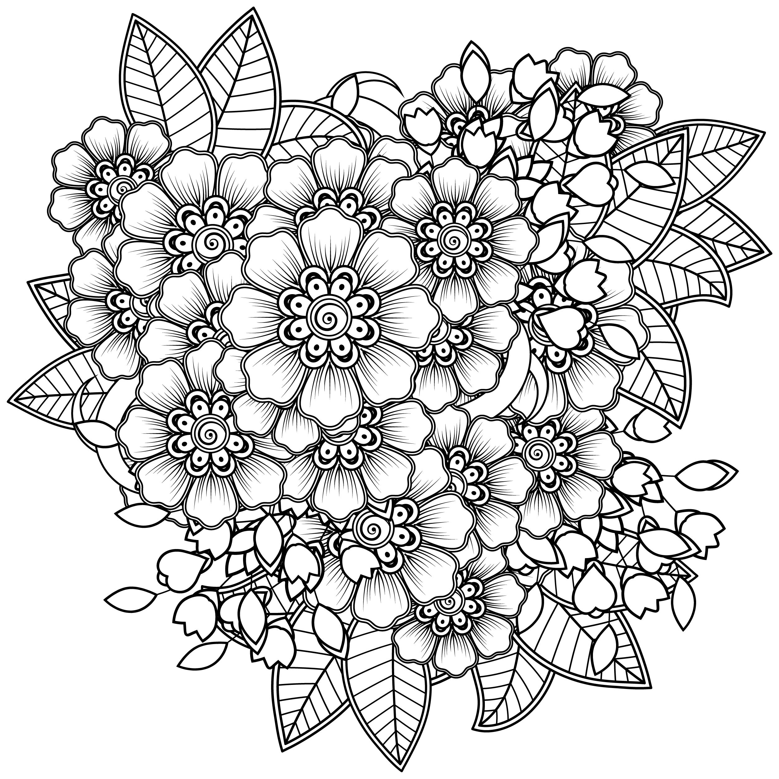 Coloring Book Flowers Art Therapy Online Coloring Page HiColoring