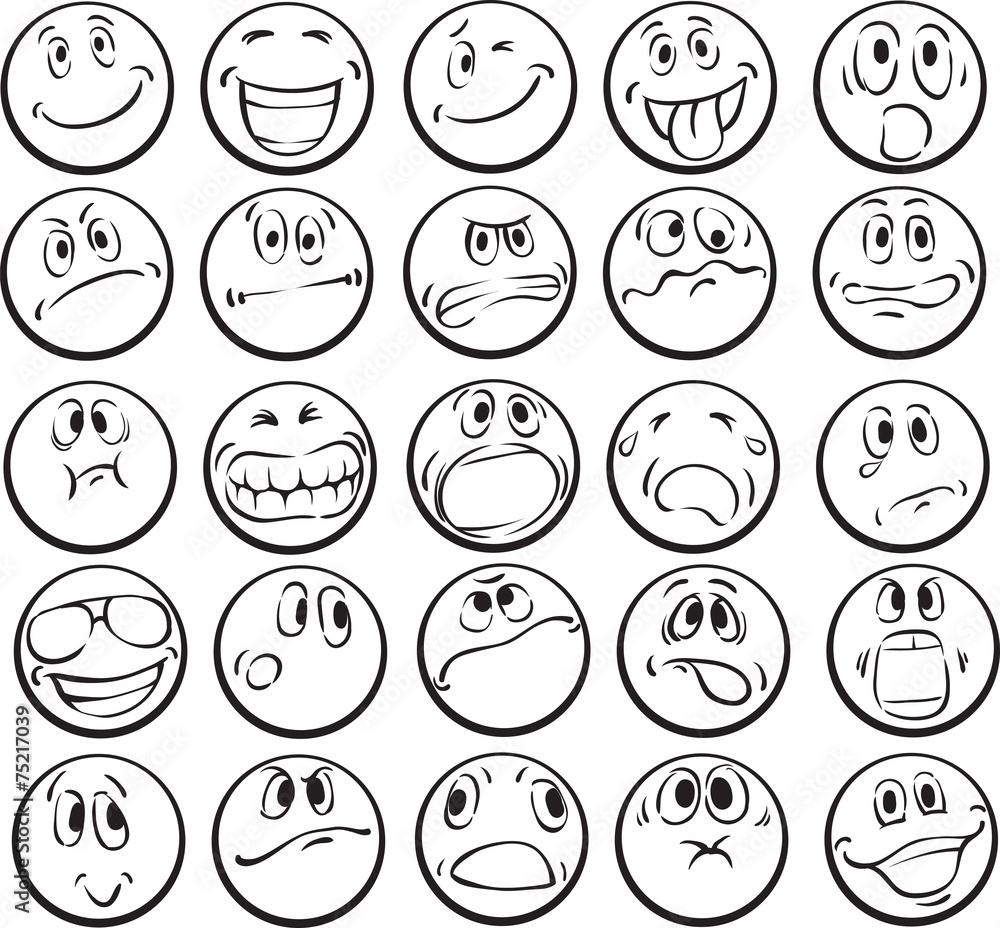 Coloring Book Of Emotional Faces Stock Vector Adobe Stock Coloring Book Of Emotional Faces Stock Vector Adobe Stock