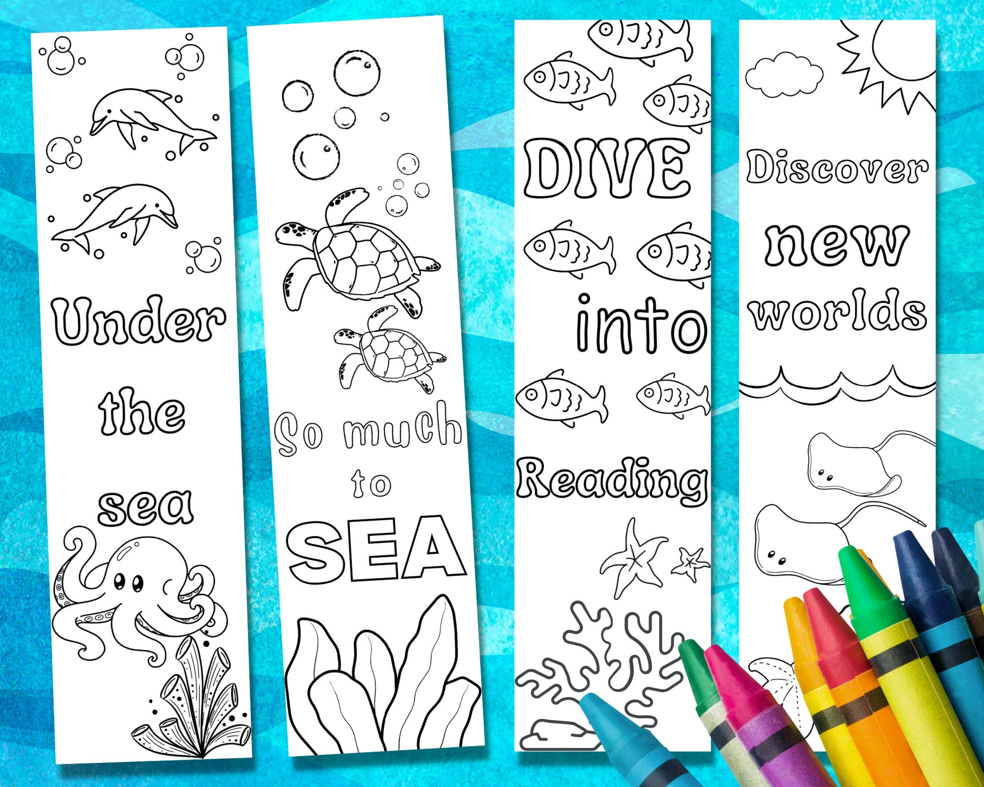 Coloring Bookmarks Printable Ocean Bookmarks For Kids Etsy Coloring Bookmarks Printable Ocean Bookmarks For Kids Etsy