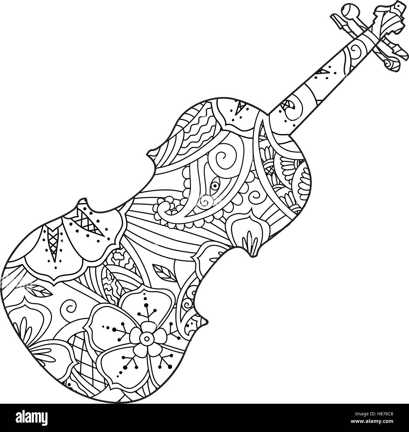 Coloring Page With Ornamental Violin Isolated On White Background Stock Vector Image Art Alamy Coloring Page With Ornamental Violin Isolated On White Background Stock Vector Image Art Alamy
