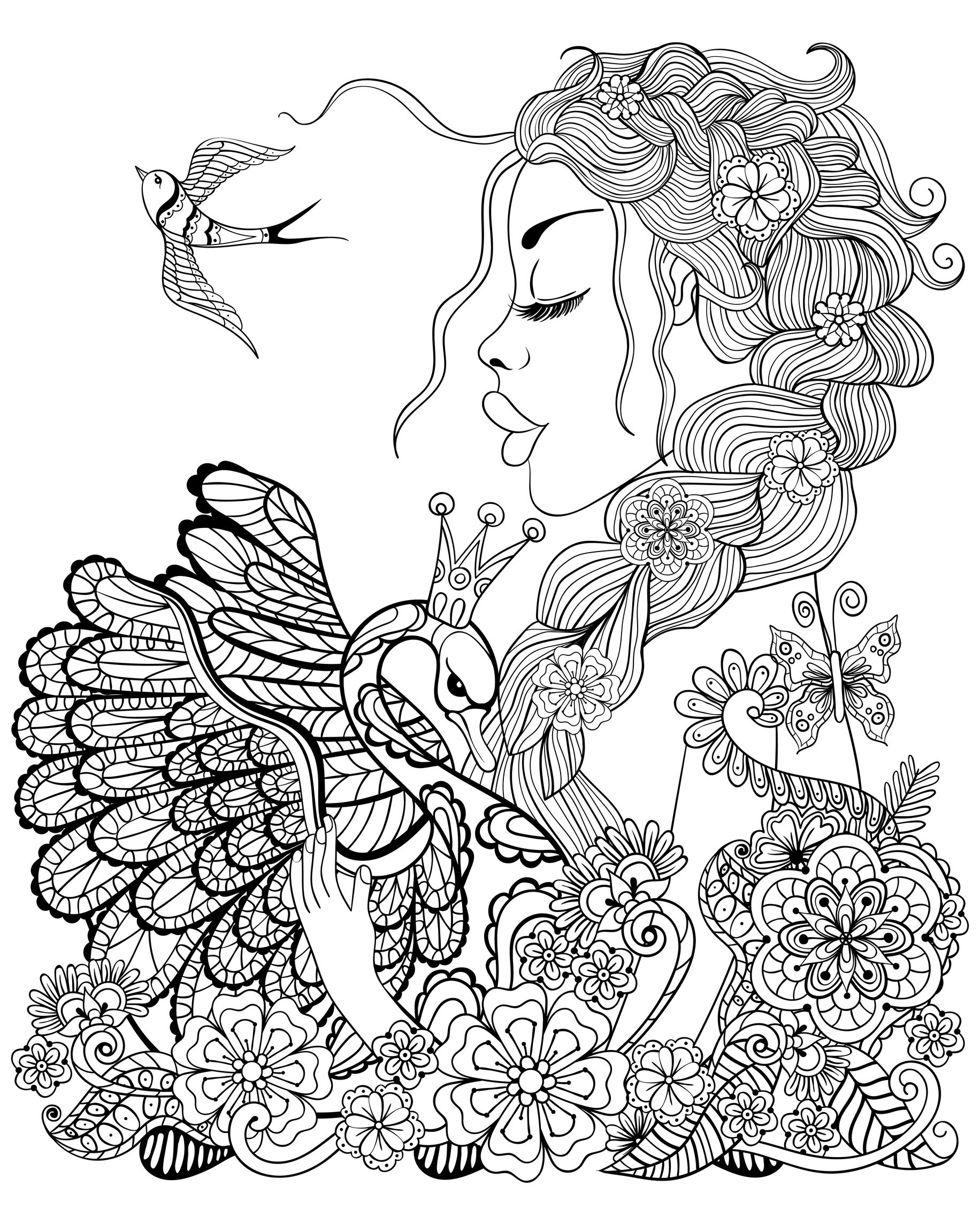 Coloring Pages Beautiful Fairy Woman Coloring For Adults