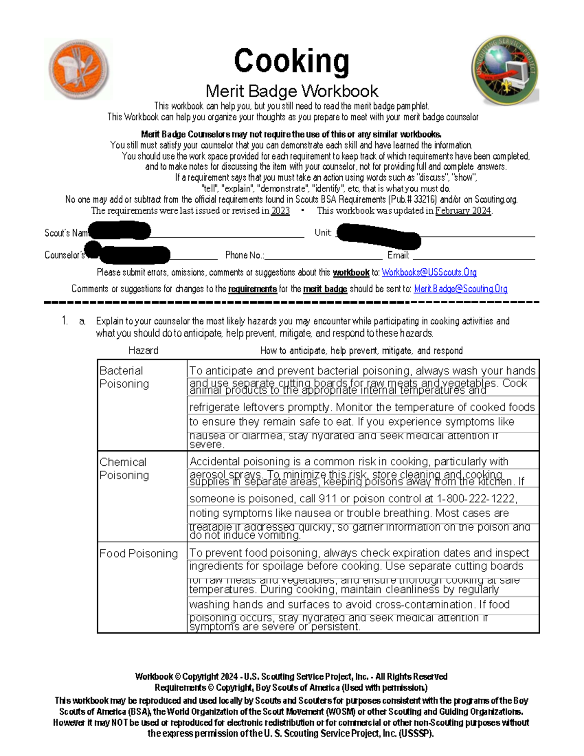 Cooking Merit Badge Workbook 2024 Avi Dedhia Studocu