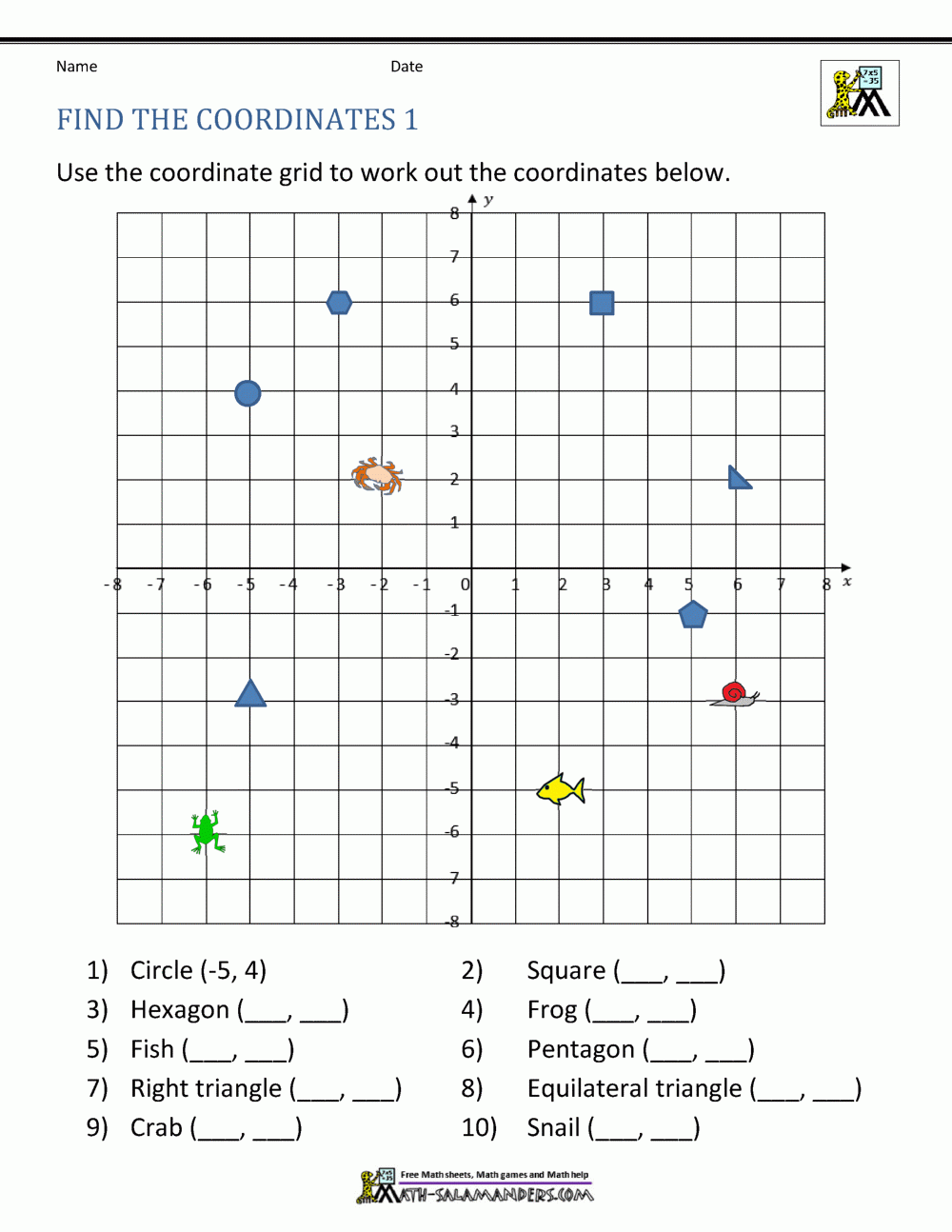 coordinate plane worksheets