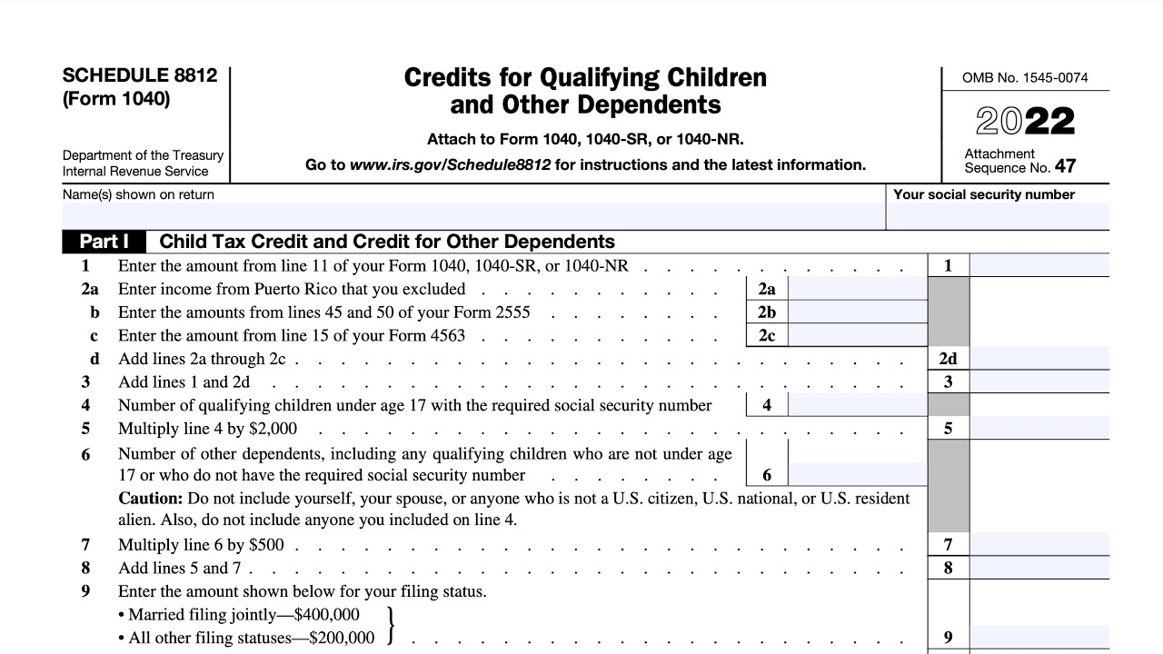 Credit Limit Worksheet A Walkthrough Schedule 8812 YouTube