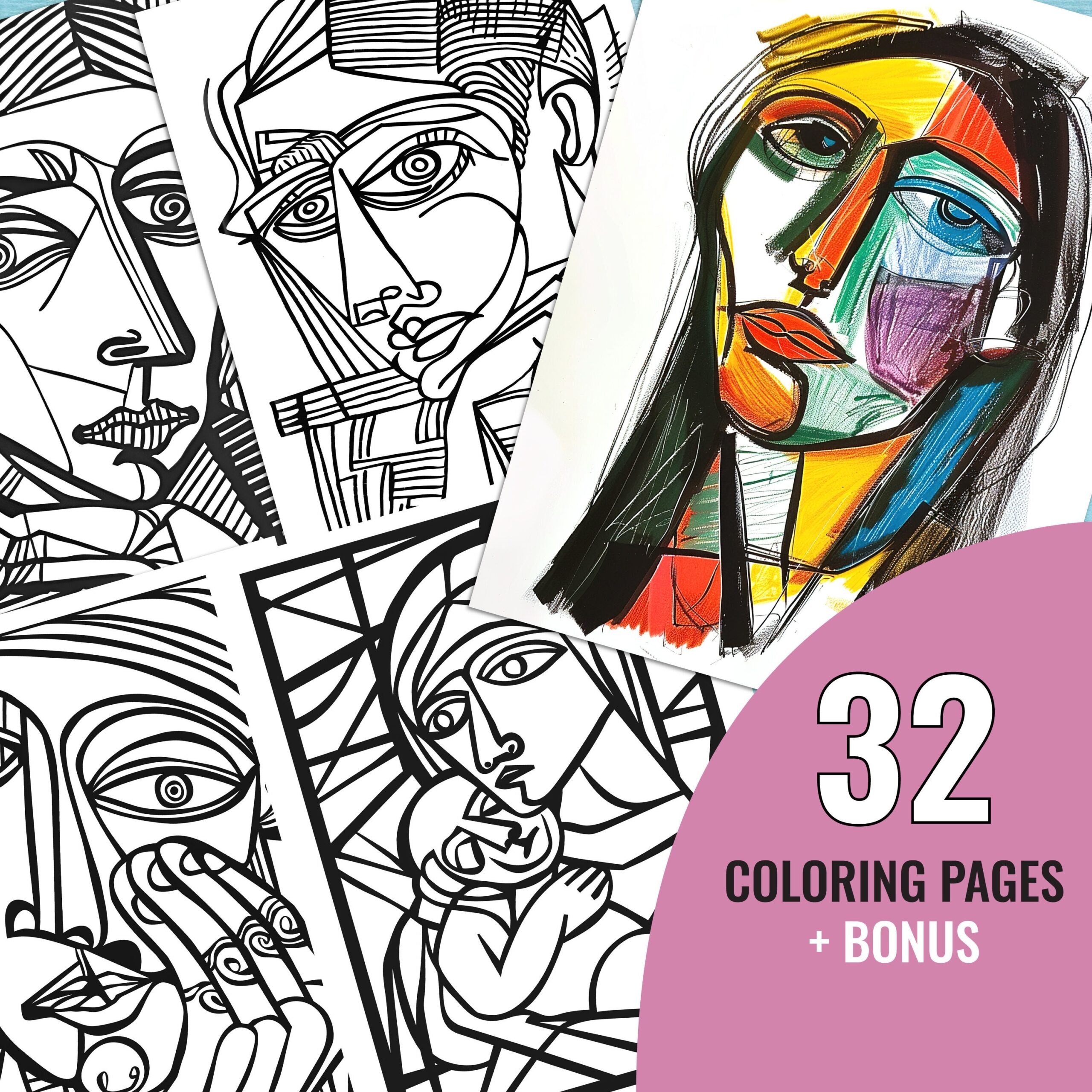 Cubism Art Coloring Book 32 Printable Painting Coloring Pages For Adults Piccasso Coloring Page Instant Download Etsy