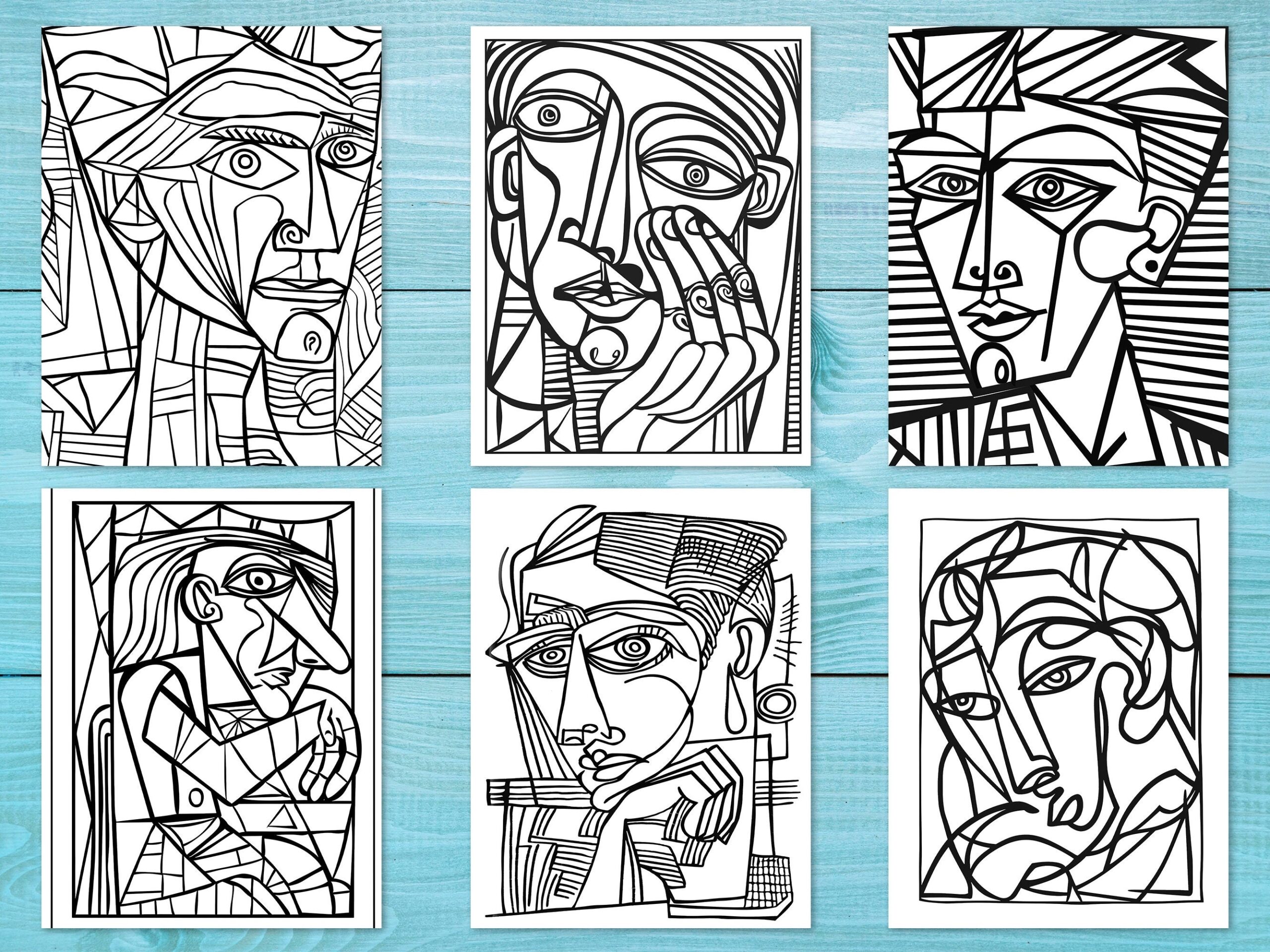 Cubism Art Coloring Book 32 Printable Painting Coloring Pages For Adults Piccasso Coloring Page Instant Download Etsy