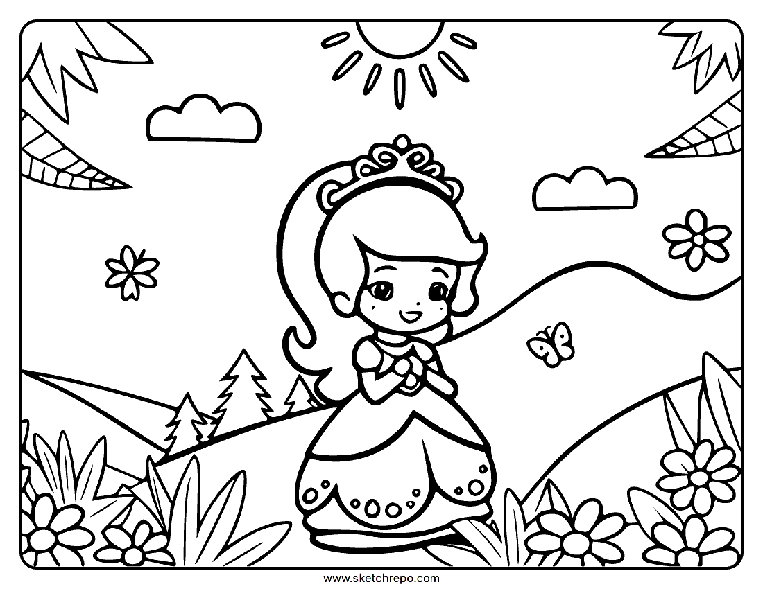 Cute Princess Coloring Pages Sketch Repo