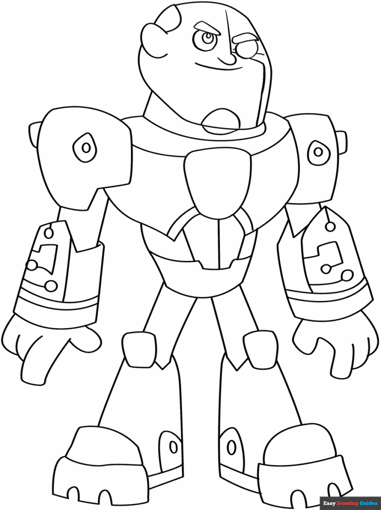 Cyborg From Teen Titans Coloring Page Easy Drawing Guides