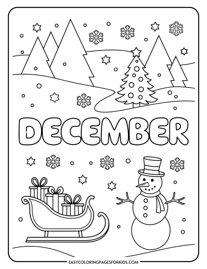 December Coloring Pages For Kids 7 Free Printable Pages Easy Coloring Pages For Kids