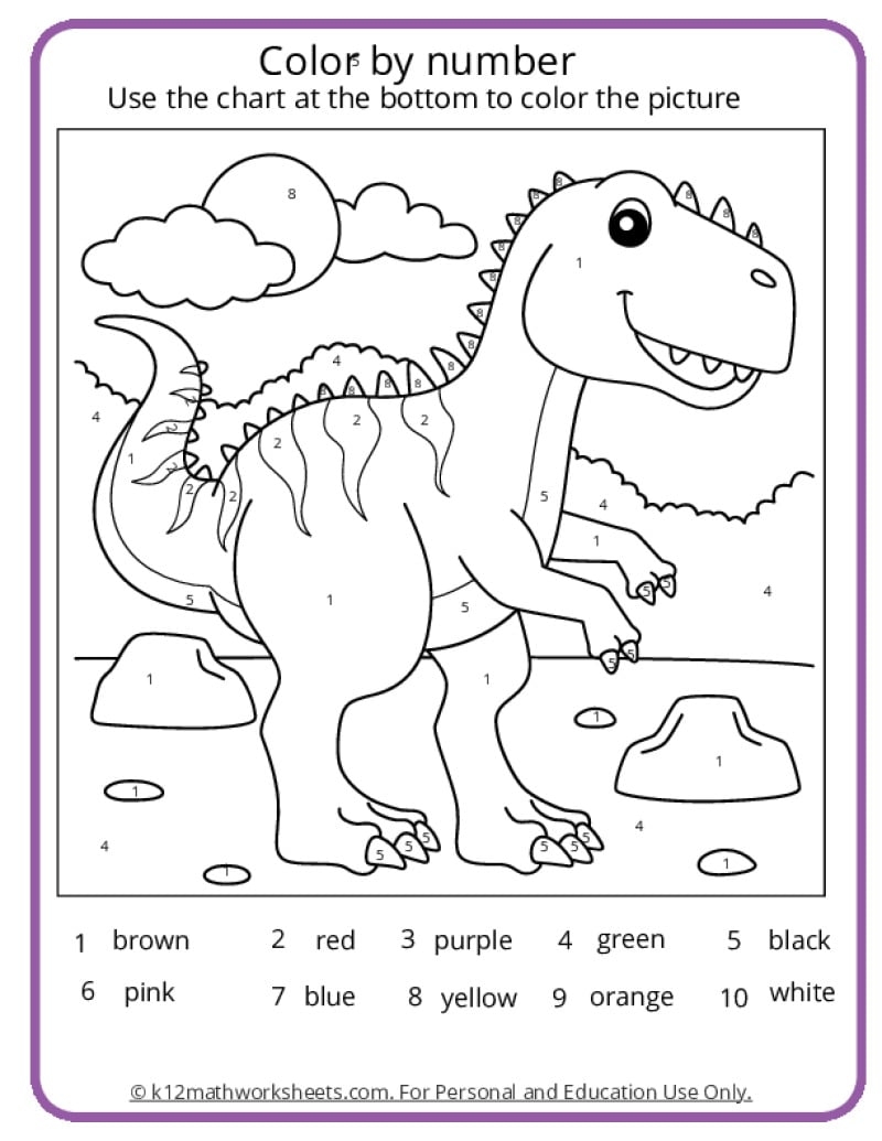 color by numbers printables for kindergarten