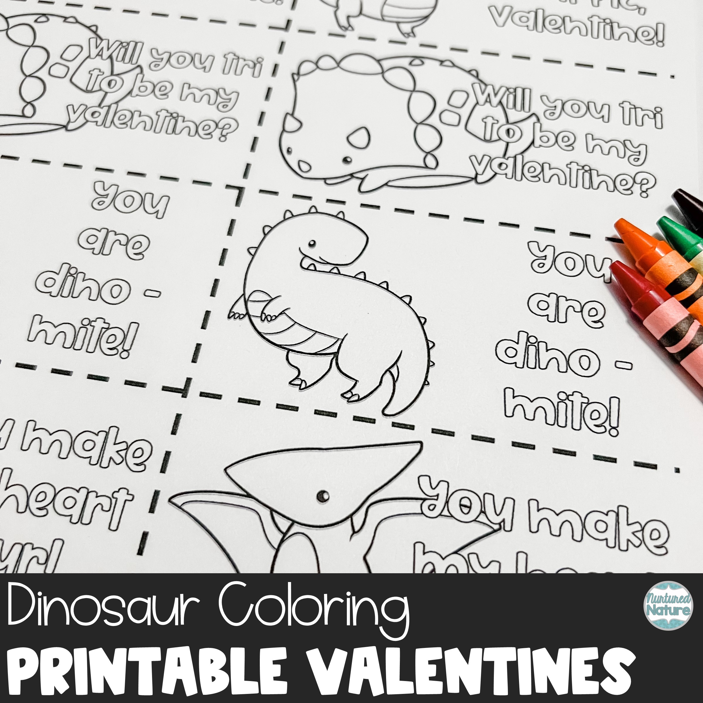 Dinosaur Coloring Valentine s Day Cards Printable Made By Teachers
