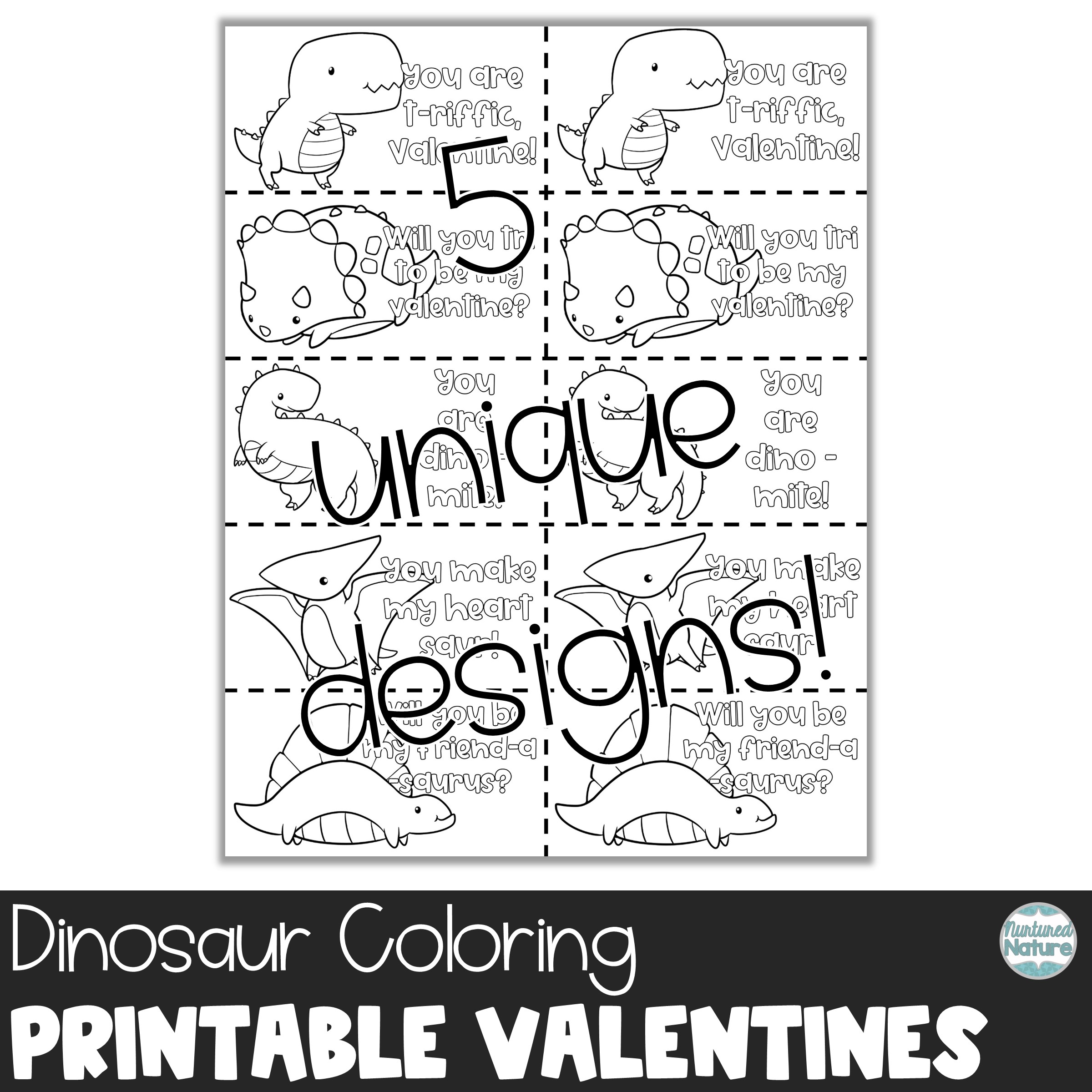 Dinosaur Coloring Valentine s Day Cards Printable Made By Teachers