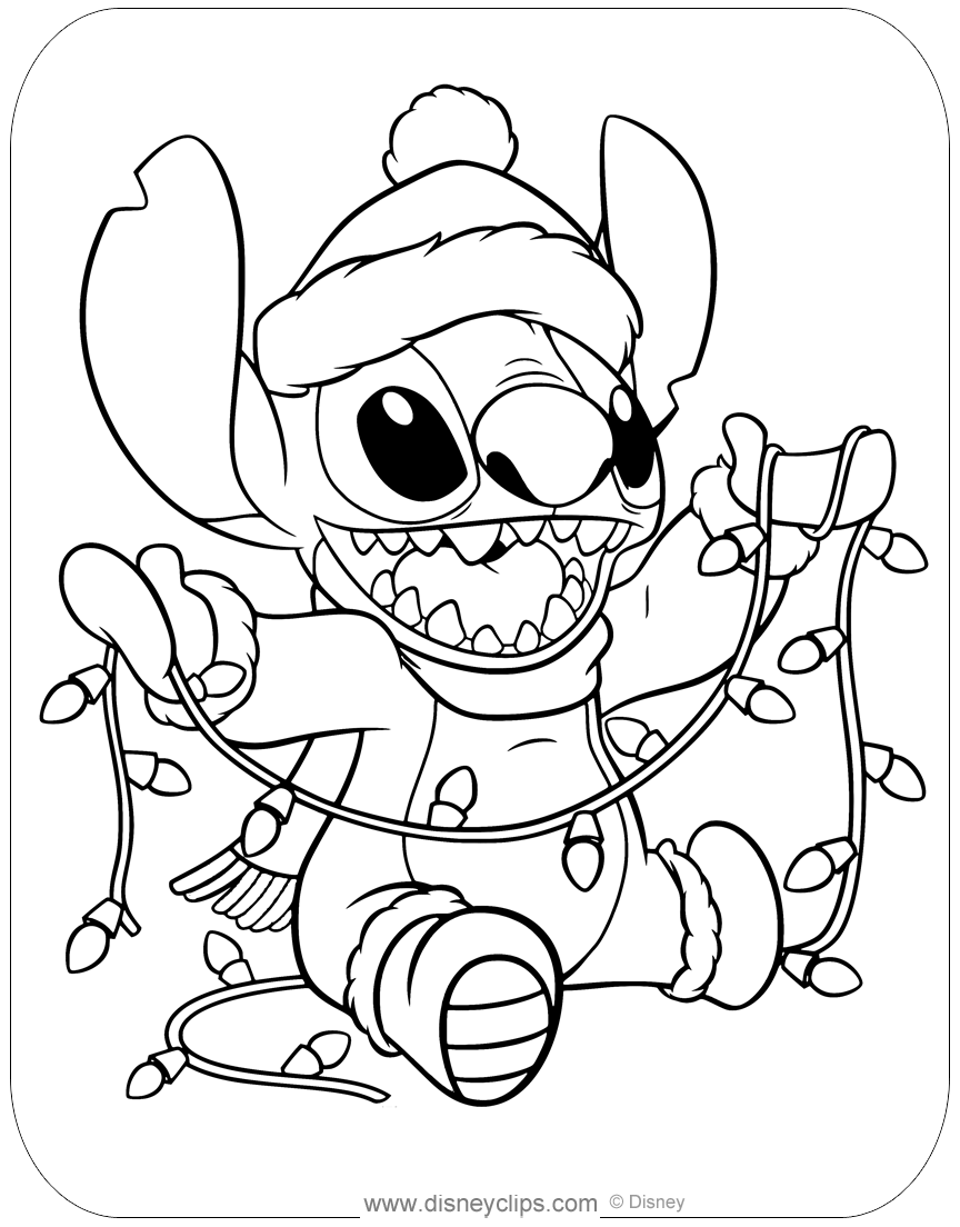 Disney Stitch Christmas Coloring Pages Disneyclips Disney Stitch Christmas Coloring Pages Disneyclips