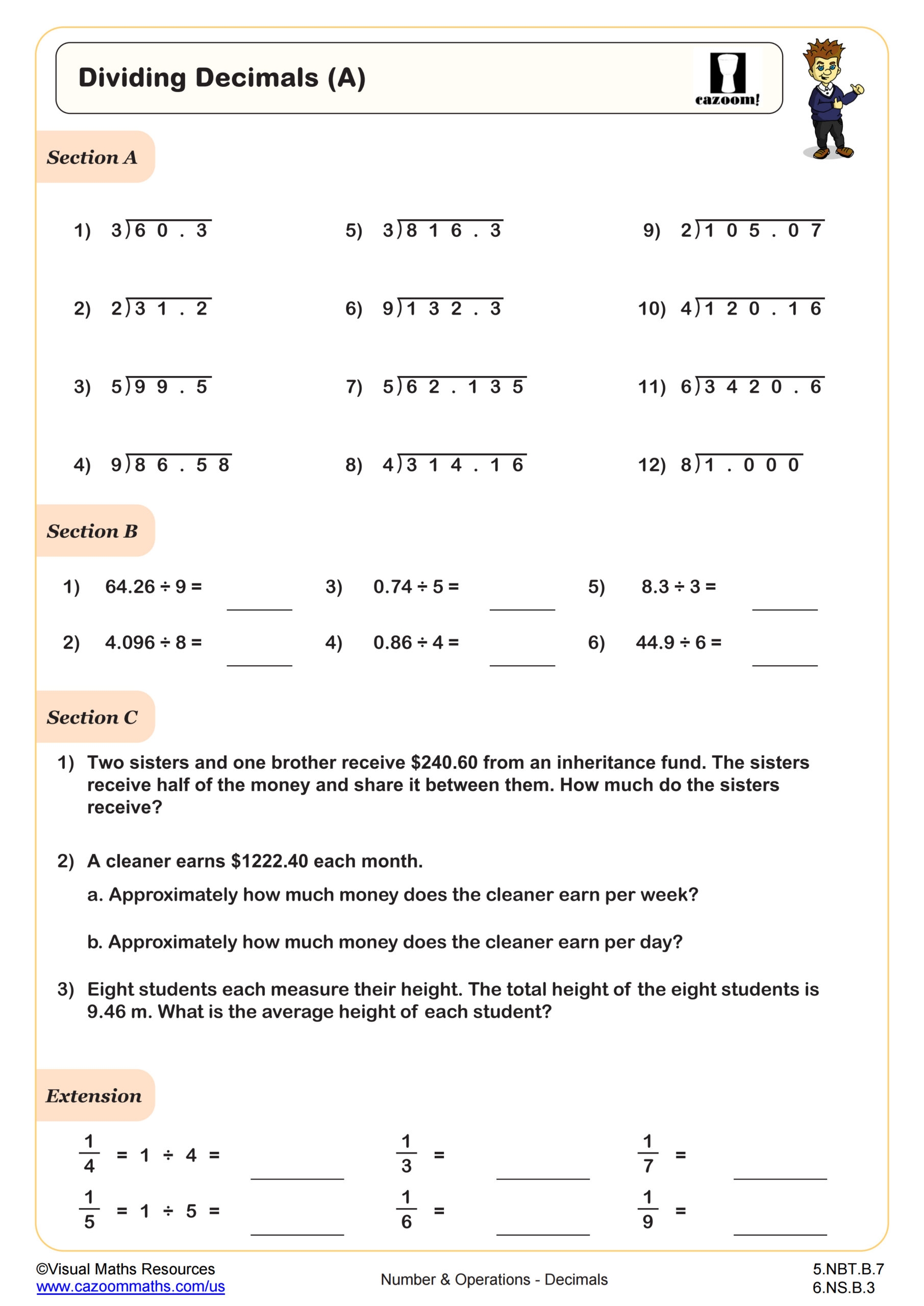 Dividing Decimals A Worksheet 5th Grade PDF Worksheets Cazoom Math Dividing Decimals A Worksheet 5th Grade PDF Worksheets Cazoom Math