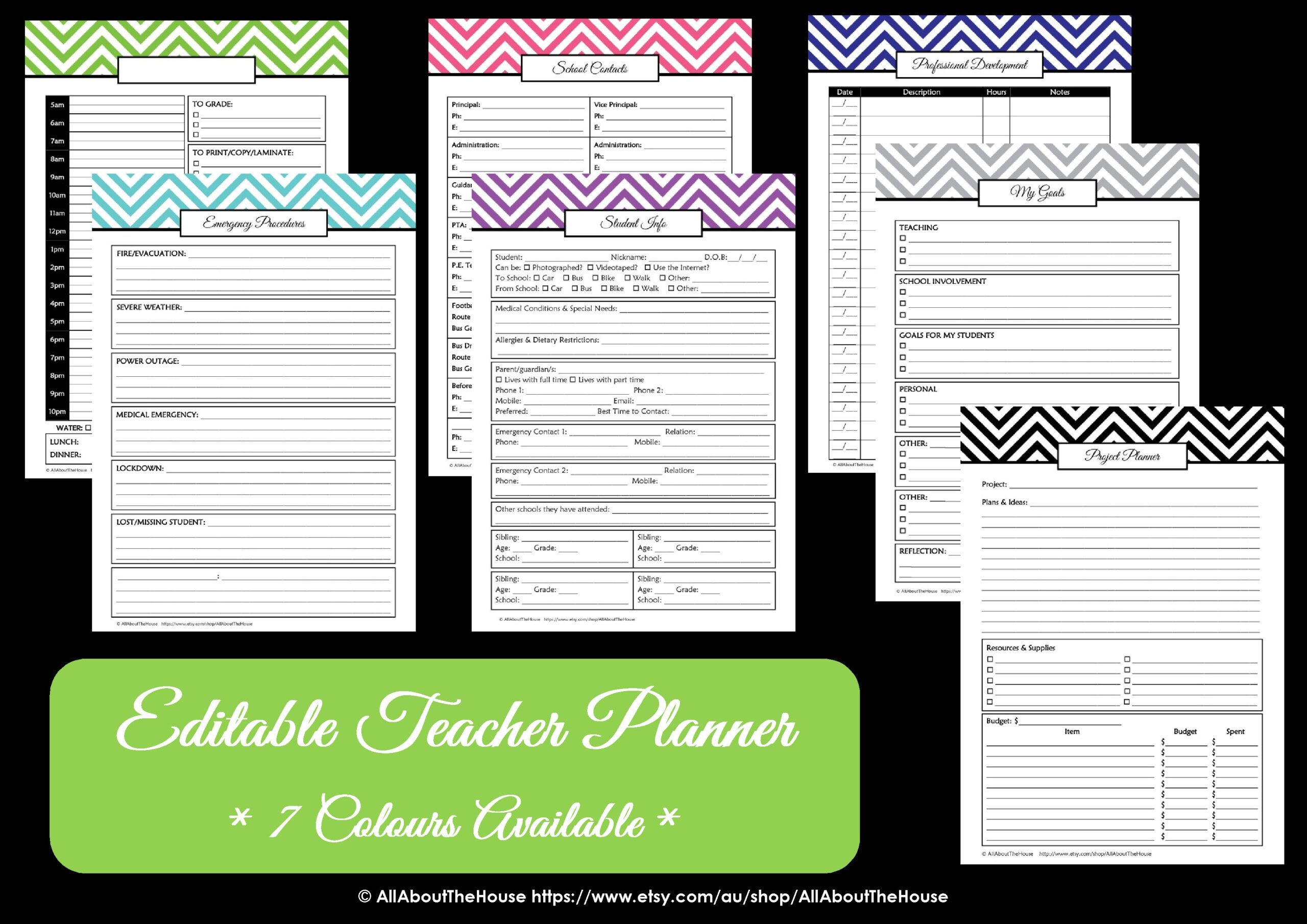 Editable Chevron Printable Teacher Planner AllAboutTheHouse Printables