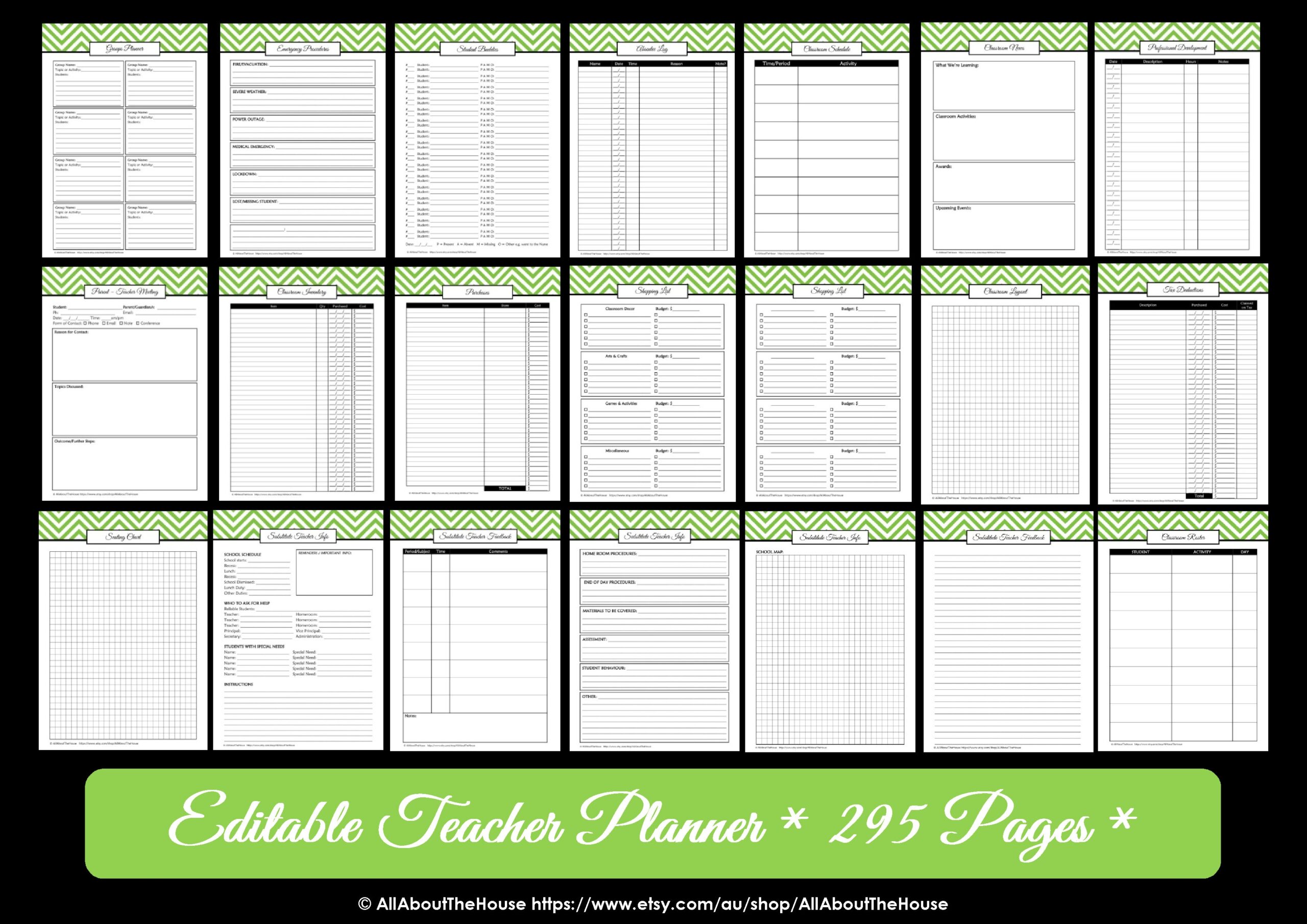 Editable Chevron Printable Teacher Planner AllAboutTheHouse Printables