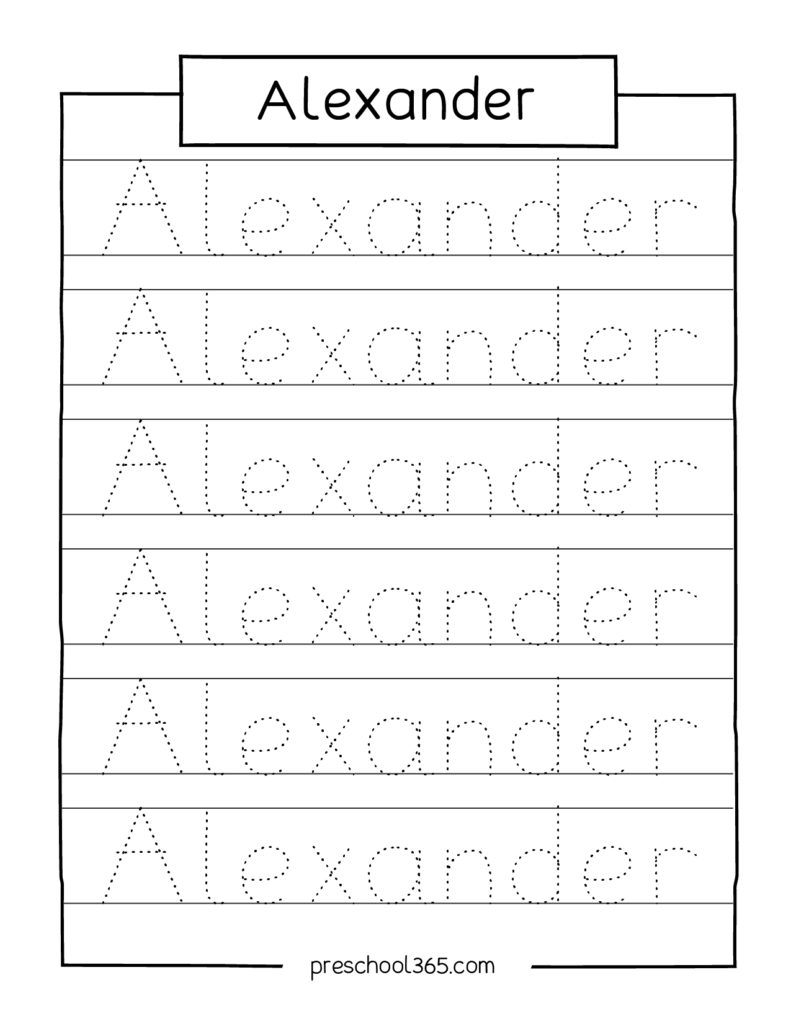 free name tracing worksheets for preschool