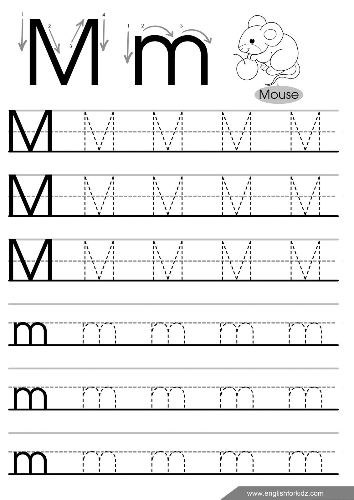 English For Kids Step By Step Letter M Worksheets Flash Cards Coloring Pages