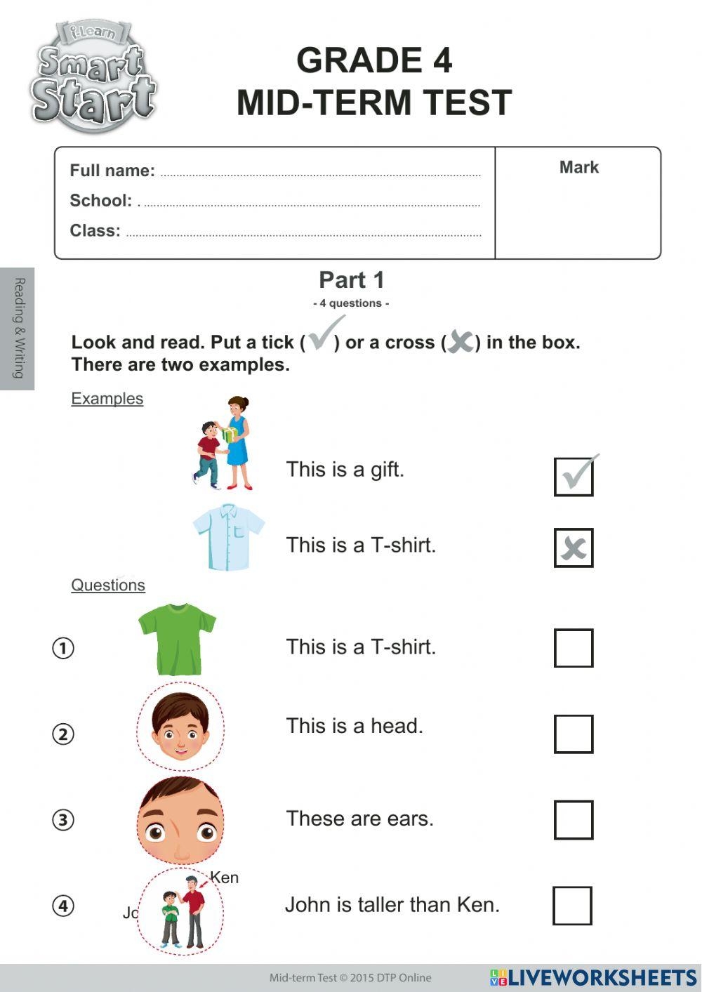 4th grade english worksheets