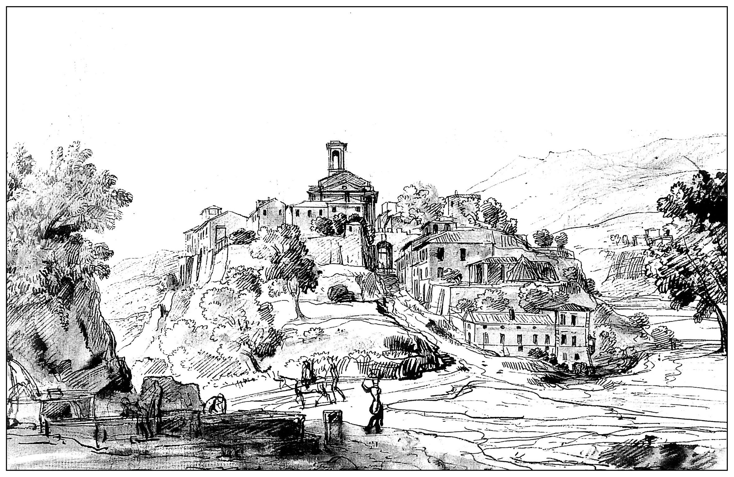 Engraving Vanvitelli Latium 18th Century Landscape Coloring Pages