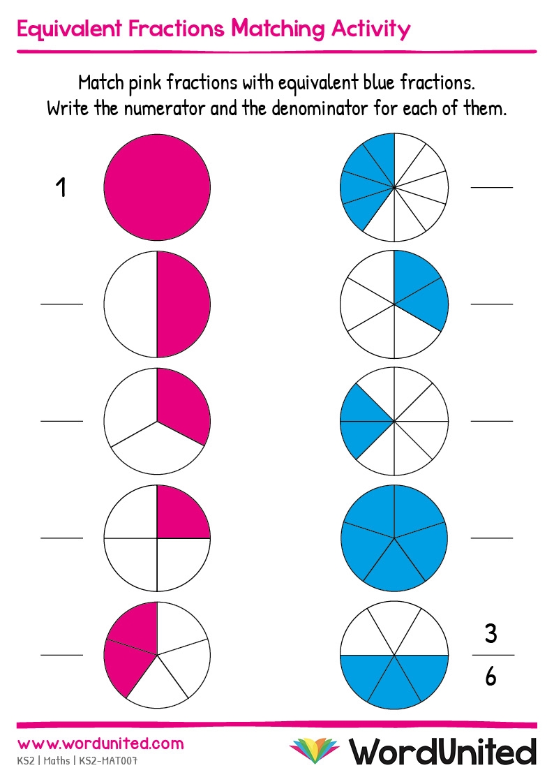 Equivalent Fractions Matching Activity WordUnited Equivalent Fractions Matching Activity WordUnited
