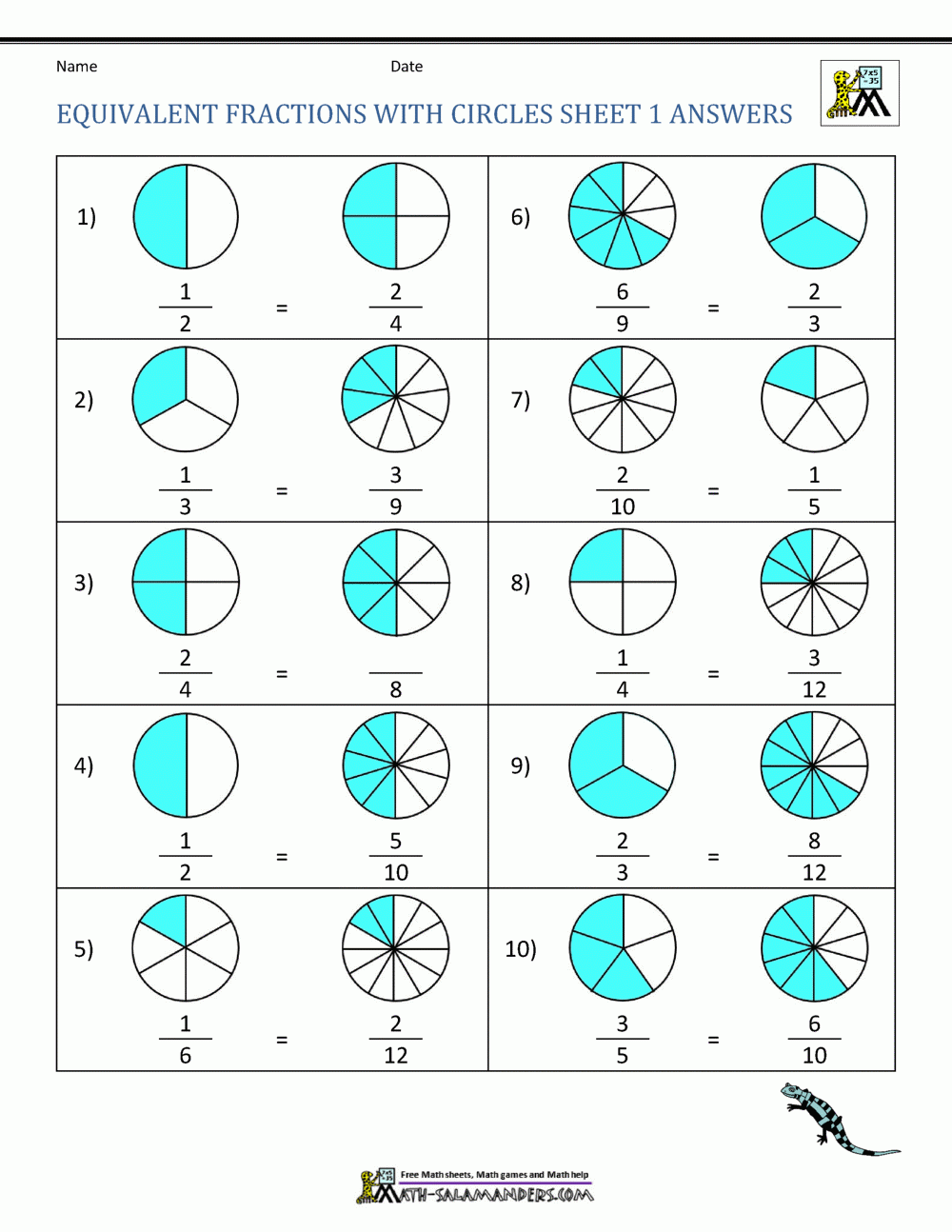 equivalent fractions worksheet equivalent fractions worksheet