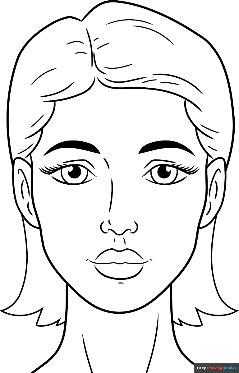 Face Outline Coloring Page Easy Drawing Guides