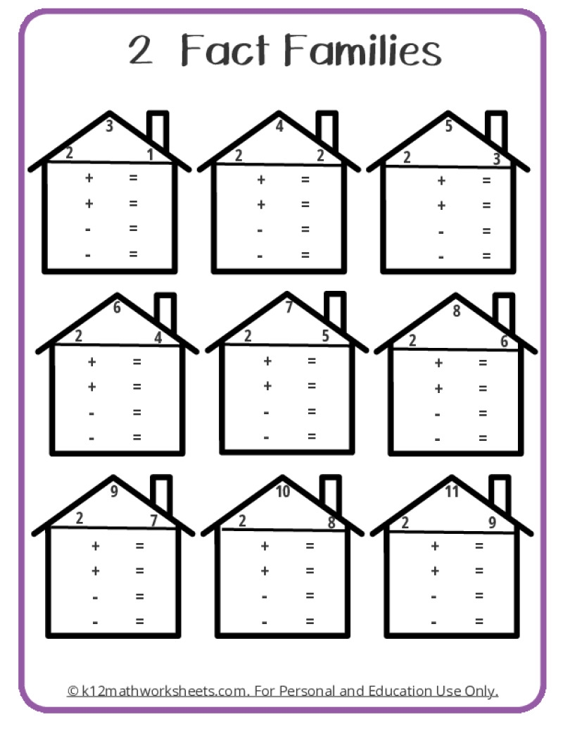 Fact Family Worksheets