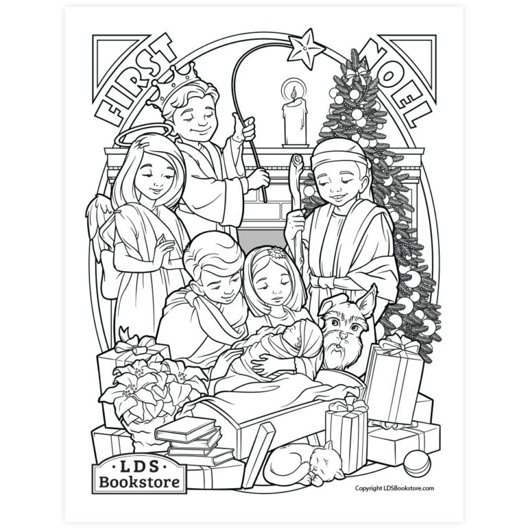 Family Nativity Coloring Page Printable Christmas Coloring Page