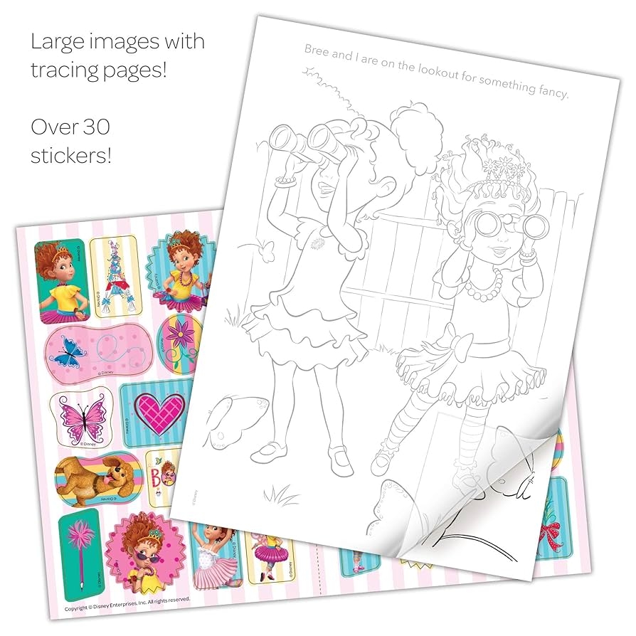 Fancy Nancy Color And Trace Disney Coloring Book 30 Stickers Officially Licensed
