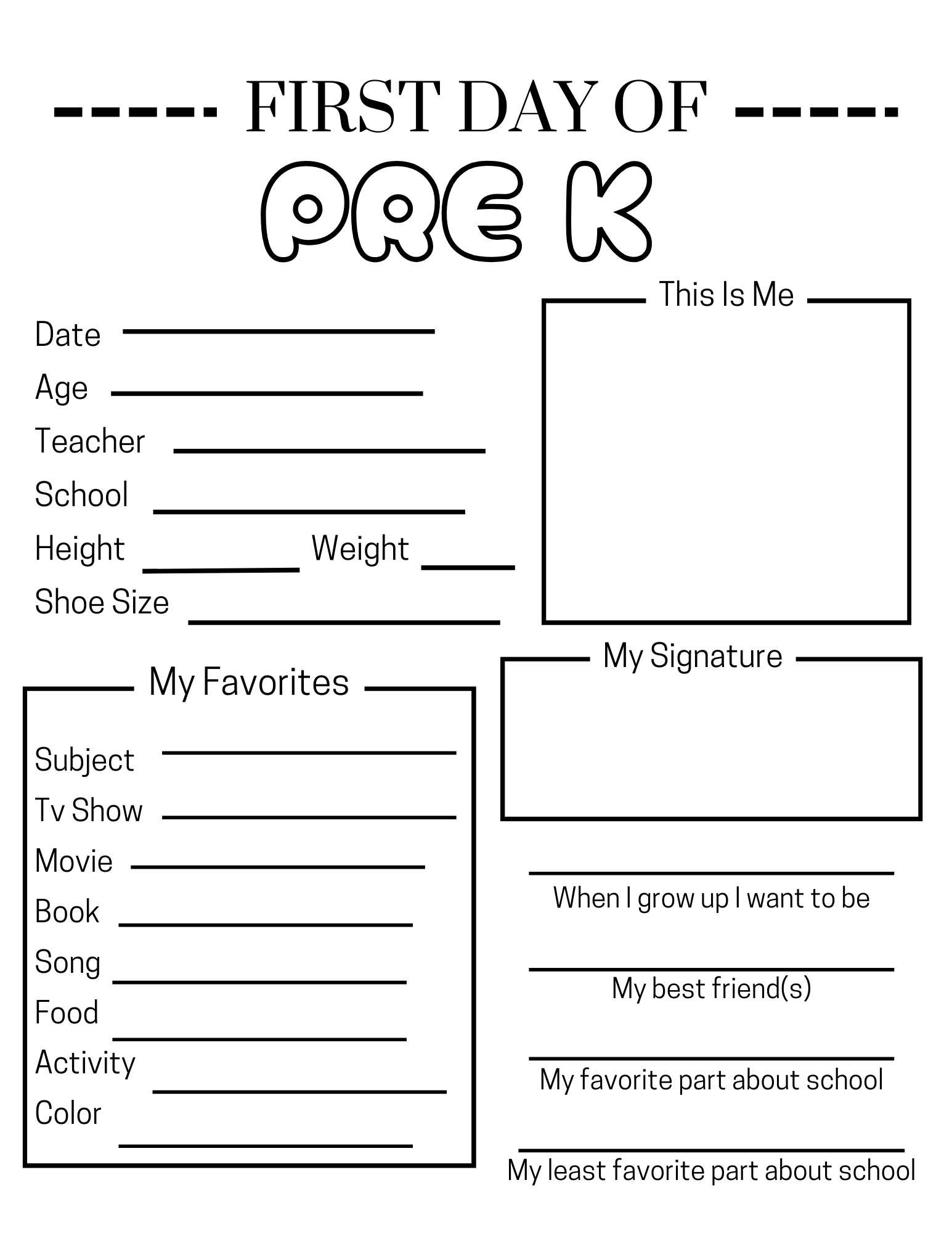 worksheets for pre k
