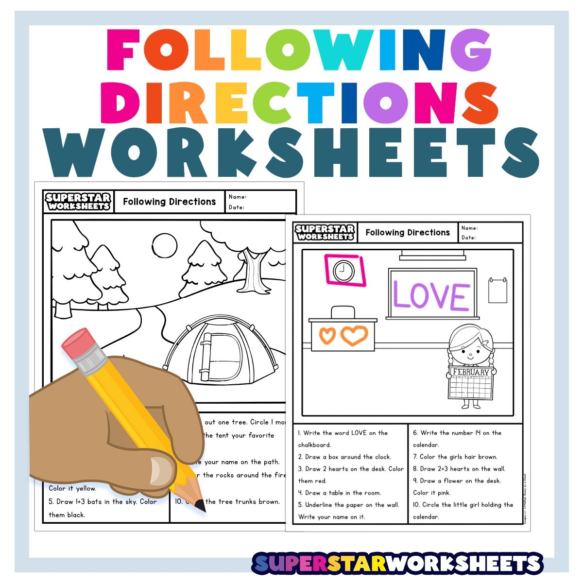 following directions worksheet