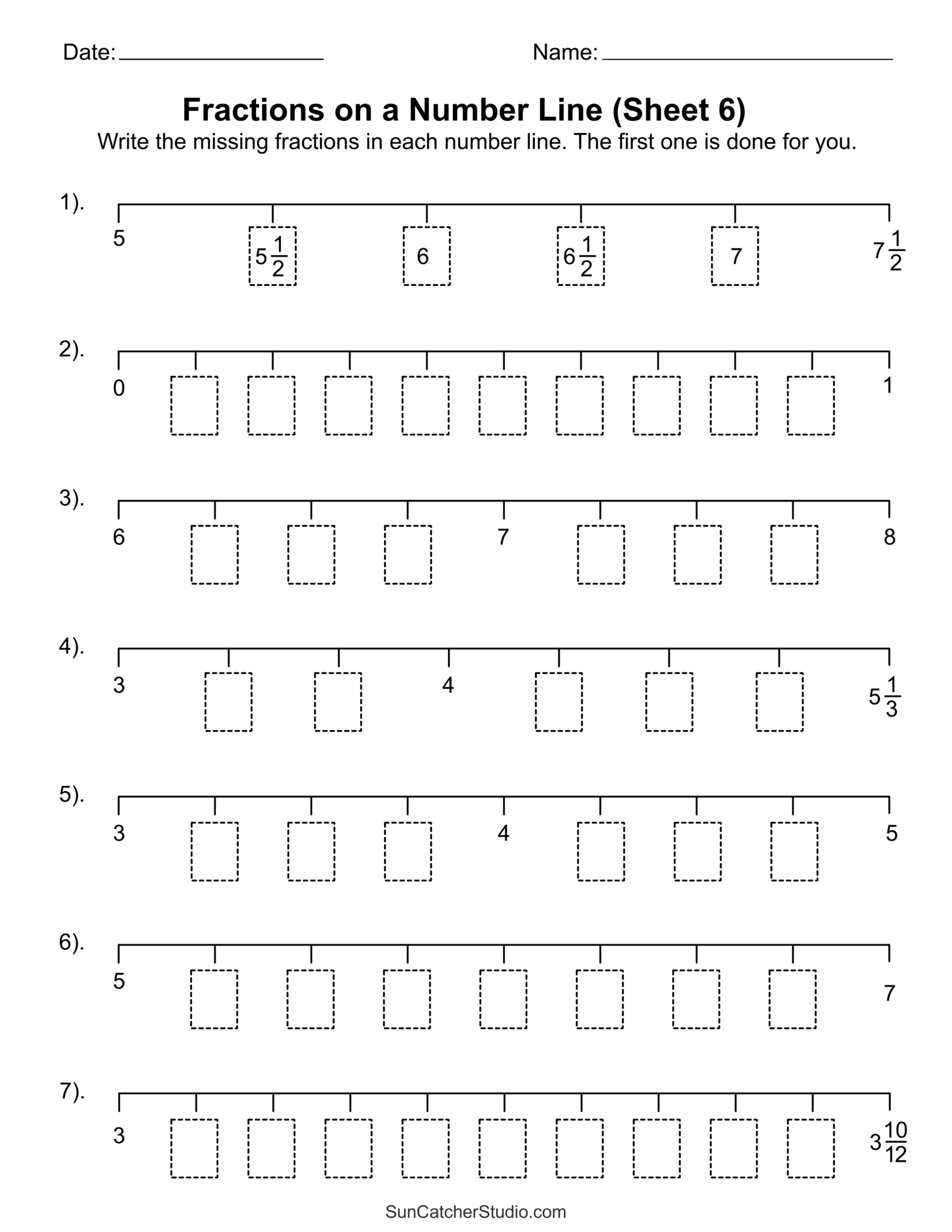 Fractions On A Number Line Printable Worksheets Free Printables Monograms Design Tools Patterns DIY Projects
