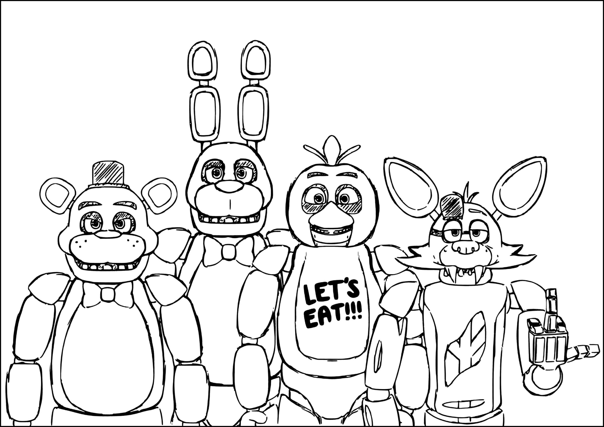 Freddy Fazbear With Chica Funtime Foxy And Bonnie FNAF Coloring Pages Freddy Fazbear With Chica Funtime Foxy And Bonnie FNAF Coloring Pages