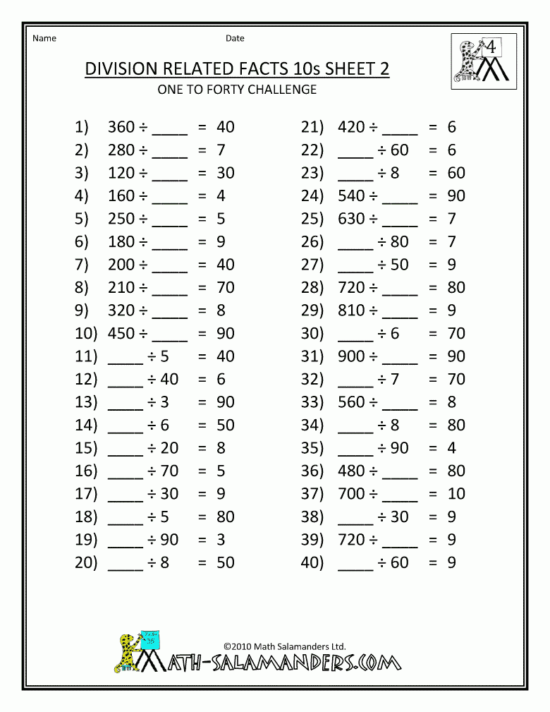 division worksheets grade 4