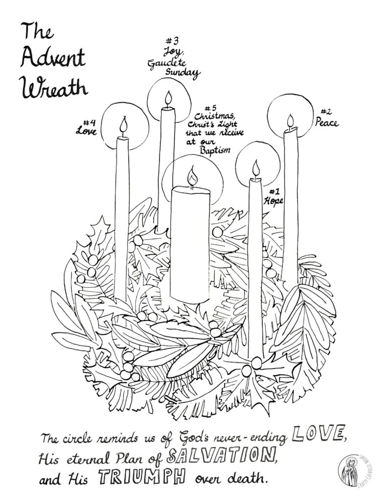 Free Advent Wreath Coloring Page For Kids And Adults 