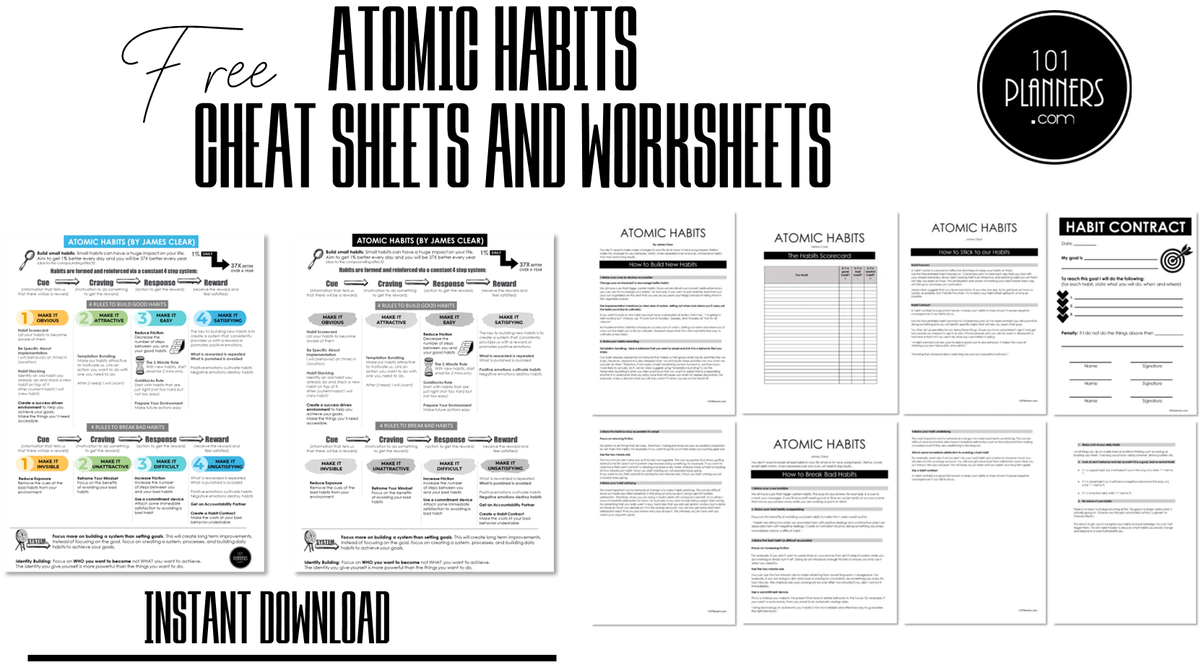 FREE Atomic Habits Cheat Sheet Worksheets Scorecard FREE Atomic Habits Cheat Sheet Worksheets Scorecard