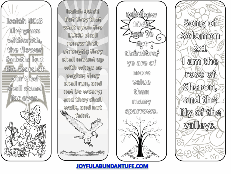 FREE Coloring Bible Verse Bookmarks Joyful Abundant Life