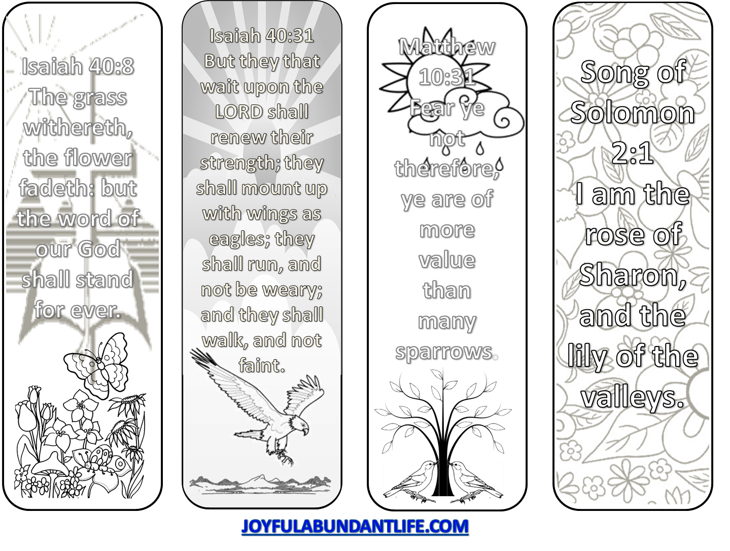 FREE Coloring Bible Verse Bookmarks Joyful Abundant Life