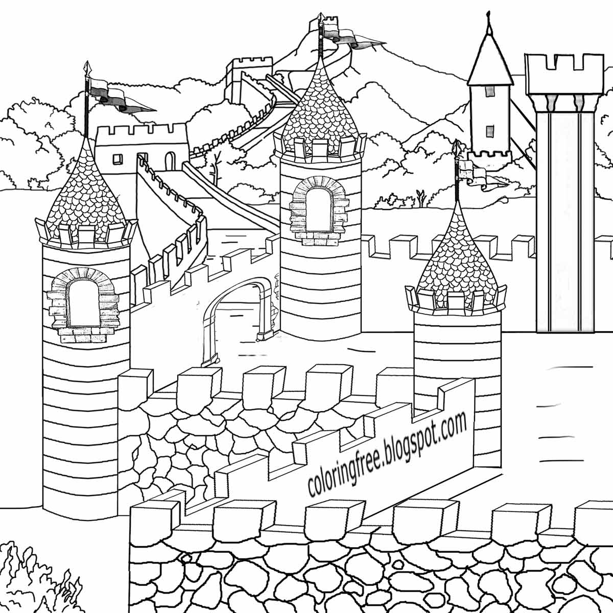 printable castle coloring pages printable castle coloring pages